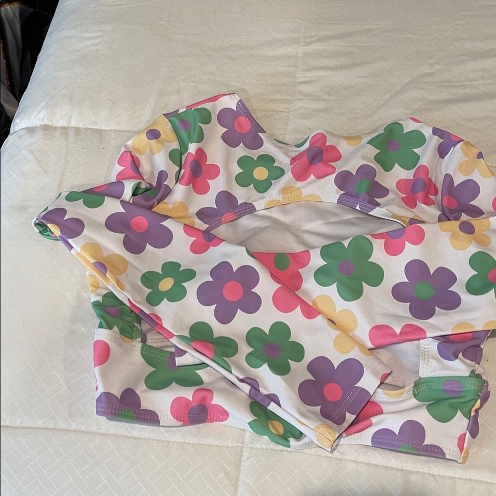 SHEIN Floral Long Sleeve Bikini Set - White, Purple, Green, Pink brand new - Picture 11 of 12